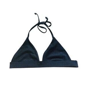 Kendall‎ Kylie Ribbed Triangle Bikini Top Black Halter Neck Size XS